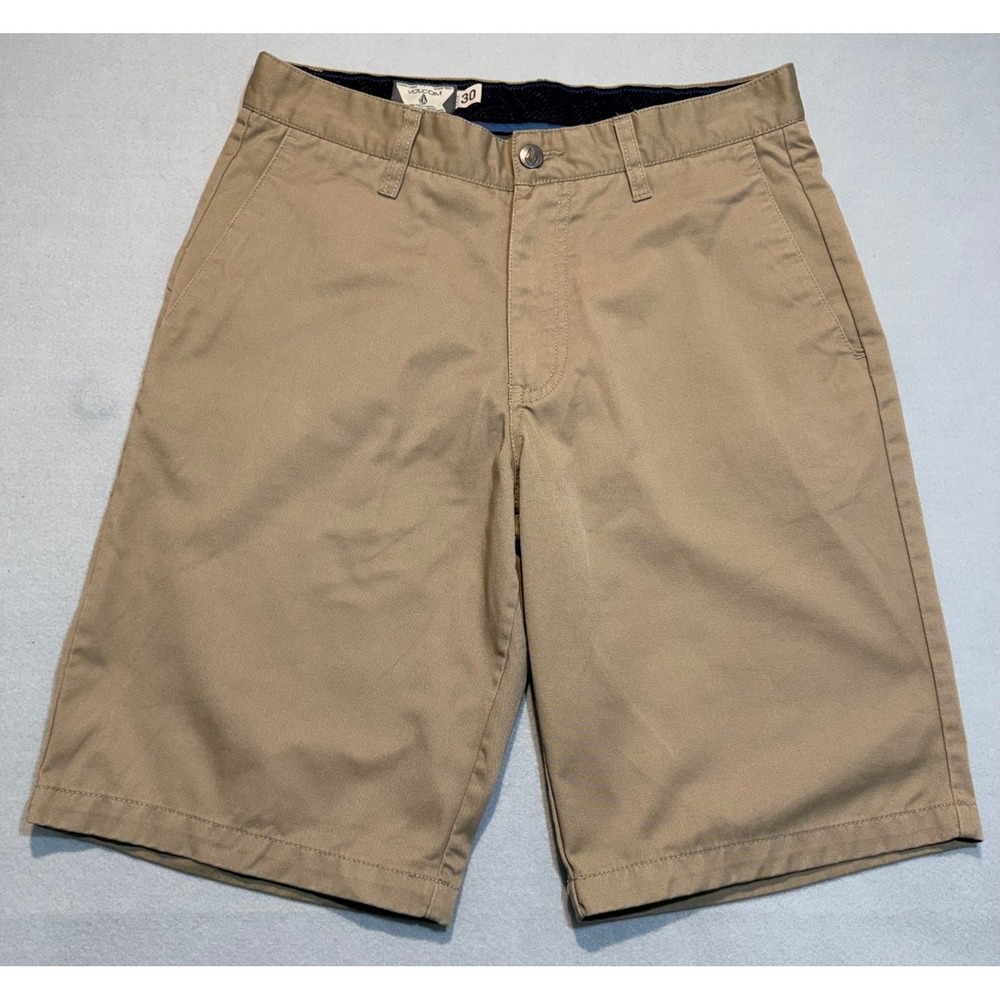 Volcom Mens Frickin Chino Shorts Khaki Tan Size 30 10" Inseam